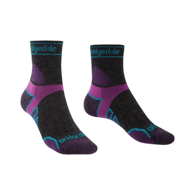 Bridgedale Womens Run Lightweight T2 Sport Crew Sock Charcoal
