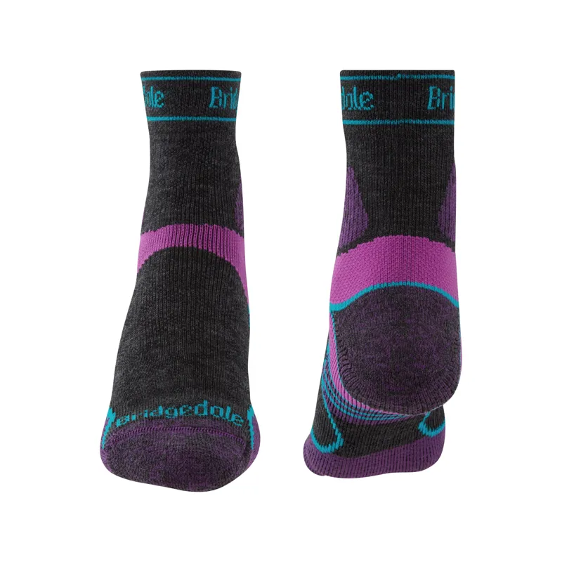 Bridgedale Womens Run Lightweight T2 Sport Crew Sock Charcoal-1