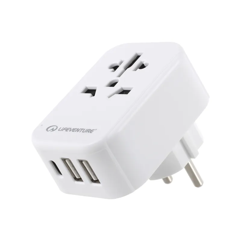 Lifeventure World to Europe Travel Adaptor with USB and USB C