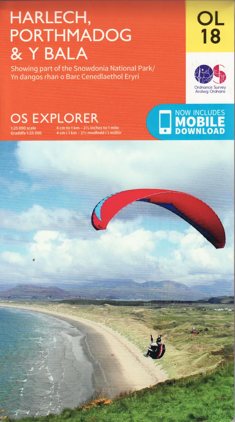 OS Explorer Map OL18 Harlech Porthmadog and Bala