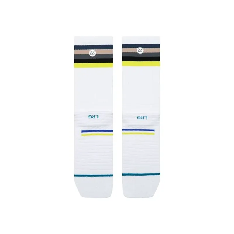 Stance Line Up Mid Ribbed Crew Socks White-2