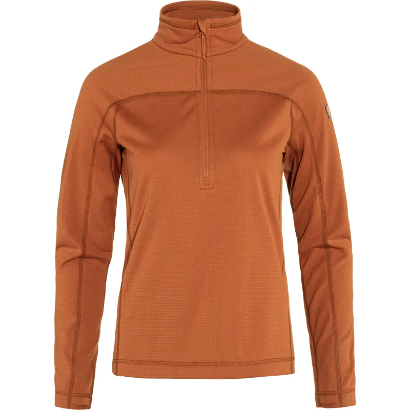 Fjallraven Womens Abisko Lite Fleece Half Zip Terracotta Brown