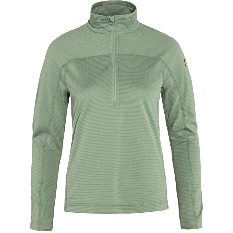 Fjallraven Womens Abisko Lite Fleece Half Zip Misty Green