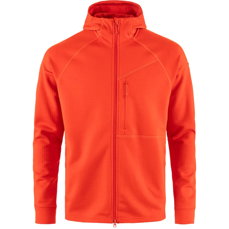Fjallraven Men's Abisko Grid Fleece Hoodie Flame Orange