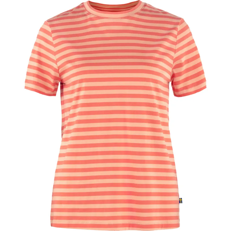 Fjallraven Womens Striped T-Shirt Cotton Sky/Poppy Fields