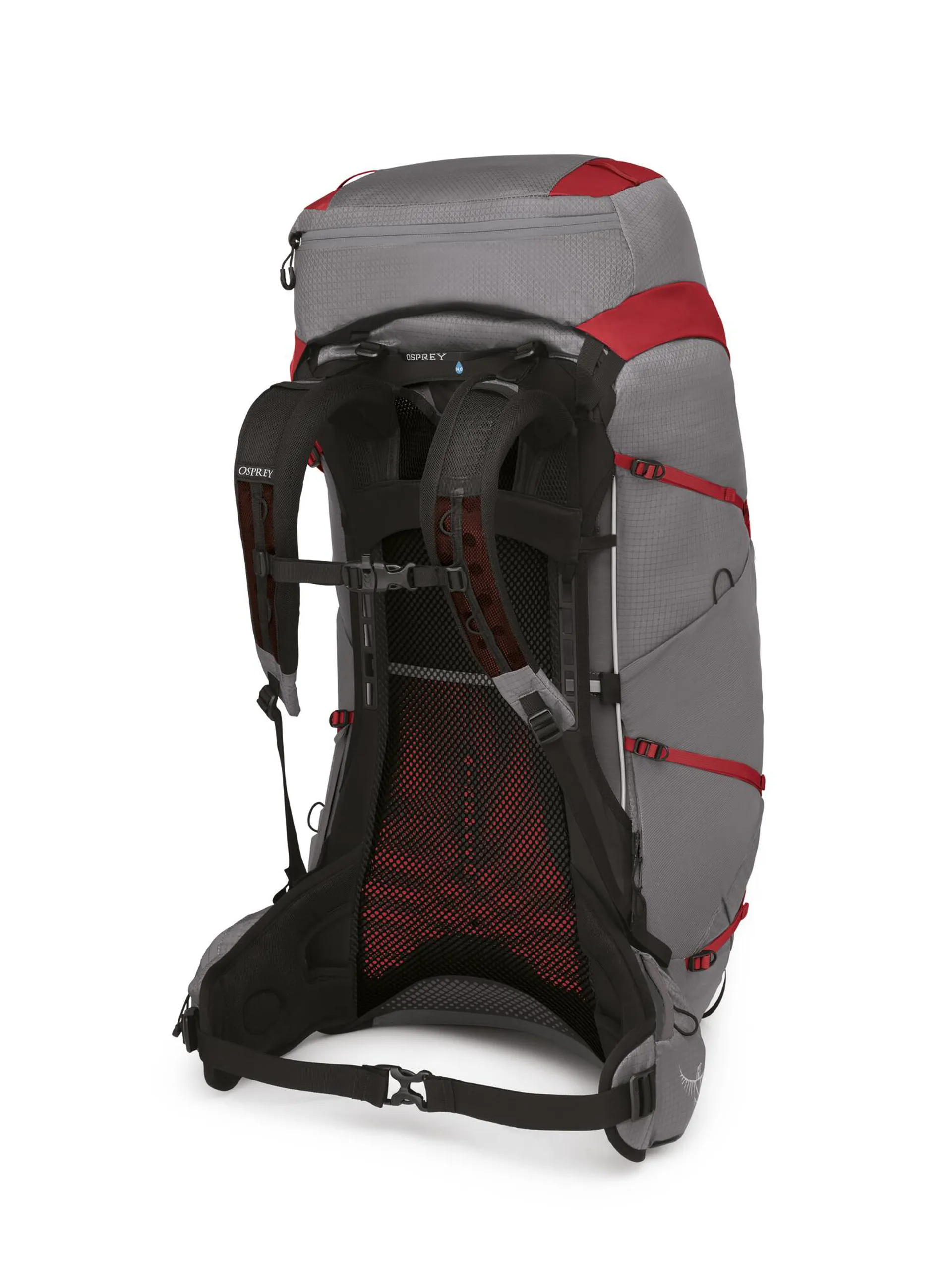 OSPREY Eja Pro 55 Backpack in Gray with Red Accents Osprey Eja Pro 55 Backpack Review main image 3
