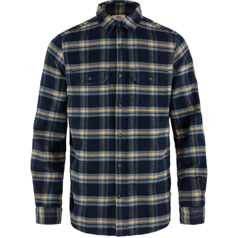 Fjallraven Men's Ovik Heavy Flannel Shirt Dark Navy/ Buckwheat Brown