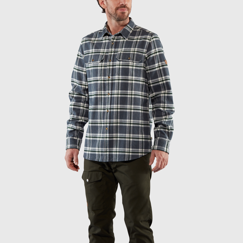 Fjallraven Men's Ovik Heavy Flannel Shirt Deep Forest/ Dark Navy-2