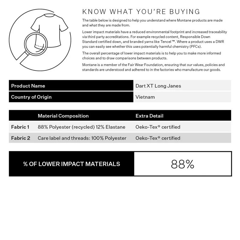 Montane Womens Dart XT Long Janes Black-4