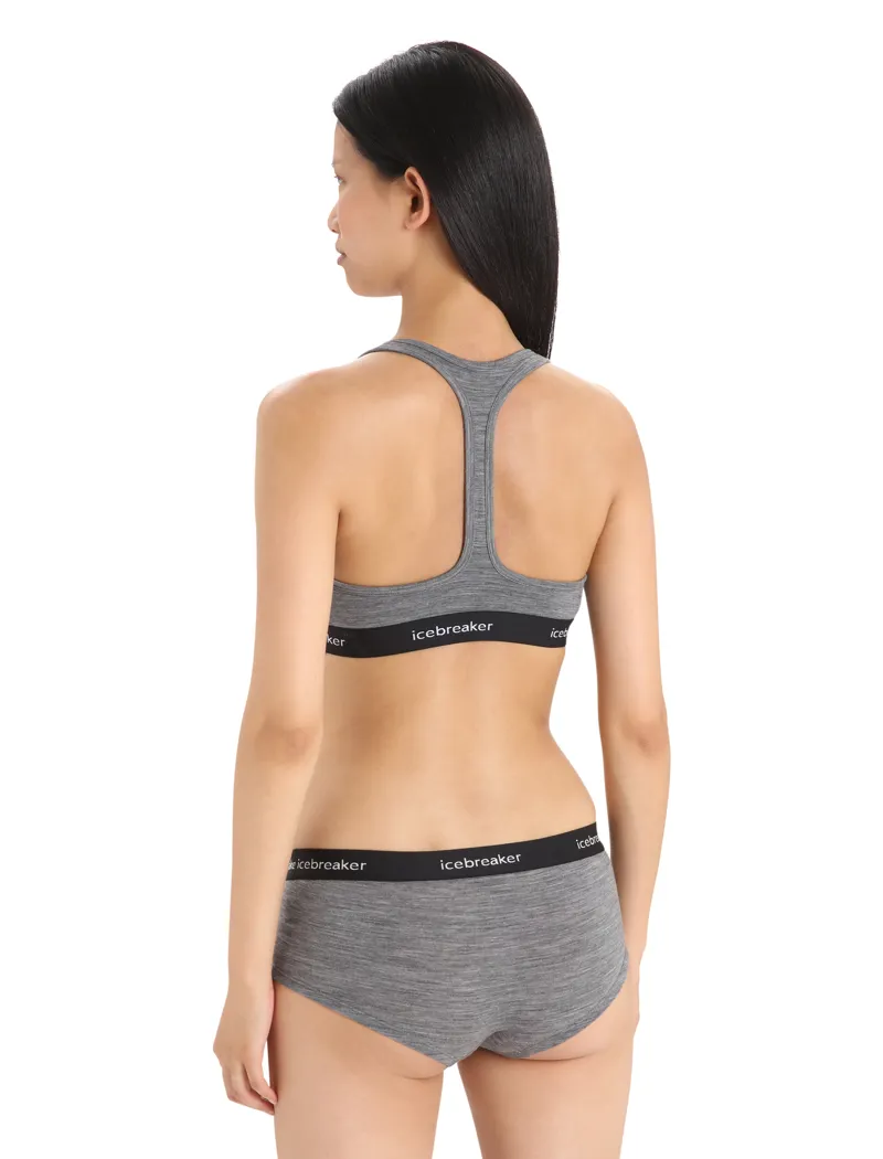 Icebreaker Womens Sprite Racerback Bra Gritstone Heather/Black-2