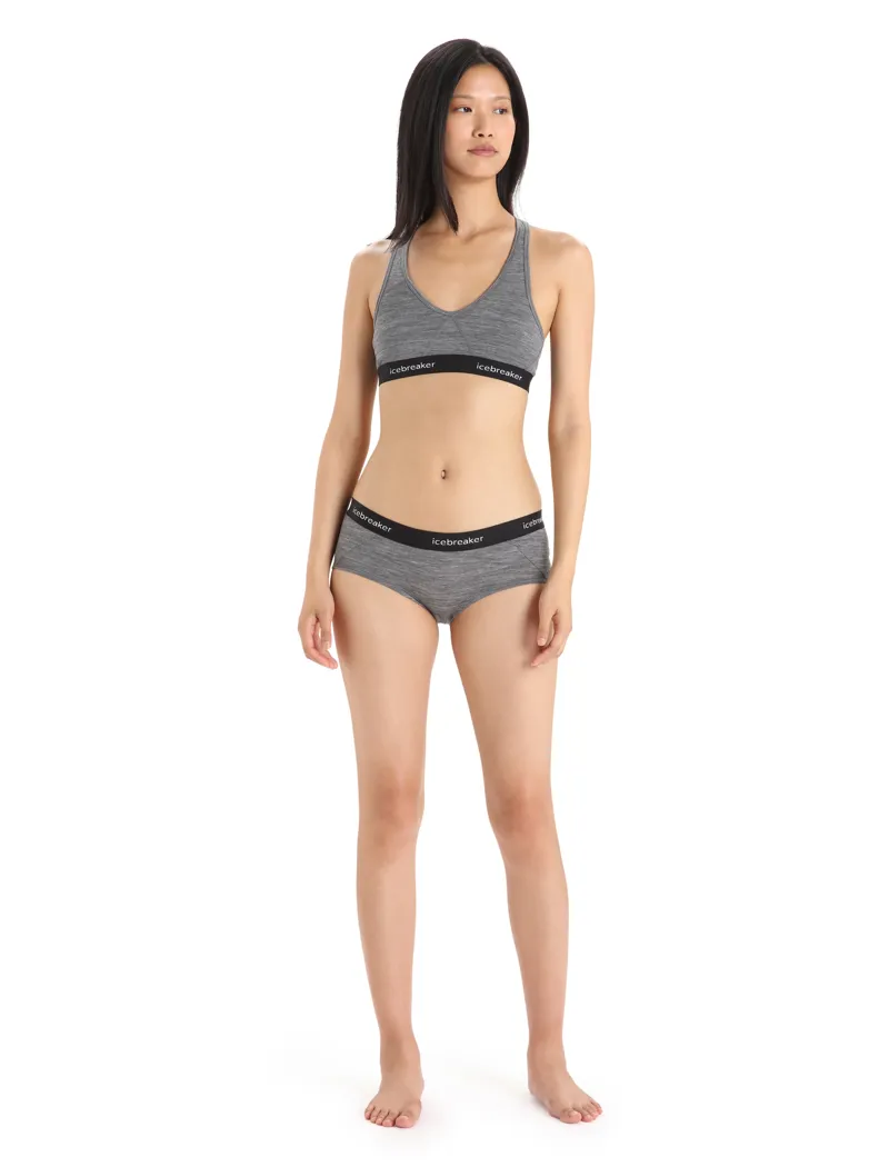 Icebreaker Womens Sprite Racerback Bra Gritstone Heather/Black-4