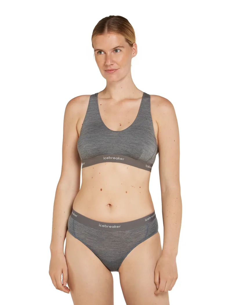 Icebreaker Women's Sprite Racerback Bra Gritstone Heather-4