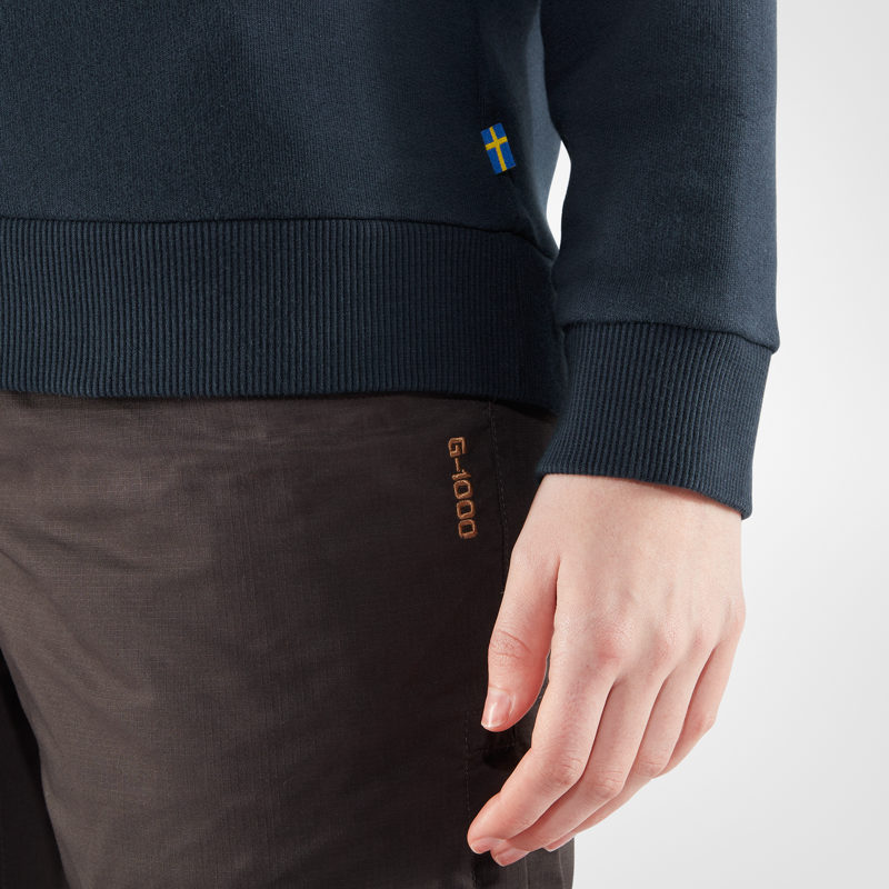 Fjallraven Womens Fjallraven Logo Sweater Dawn Blue/Terracotta Brown-7