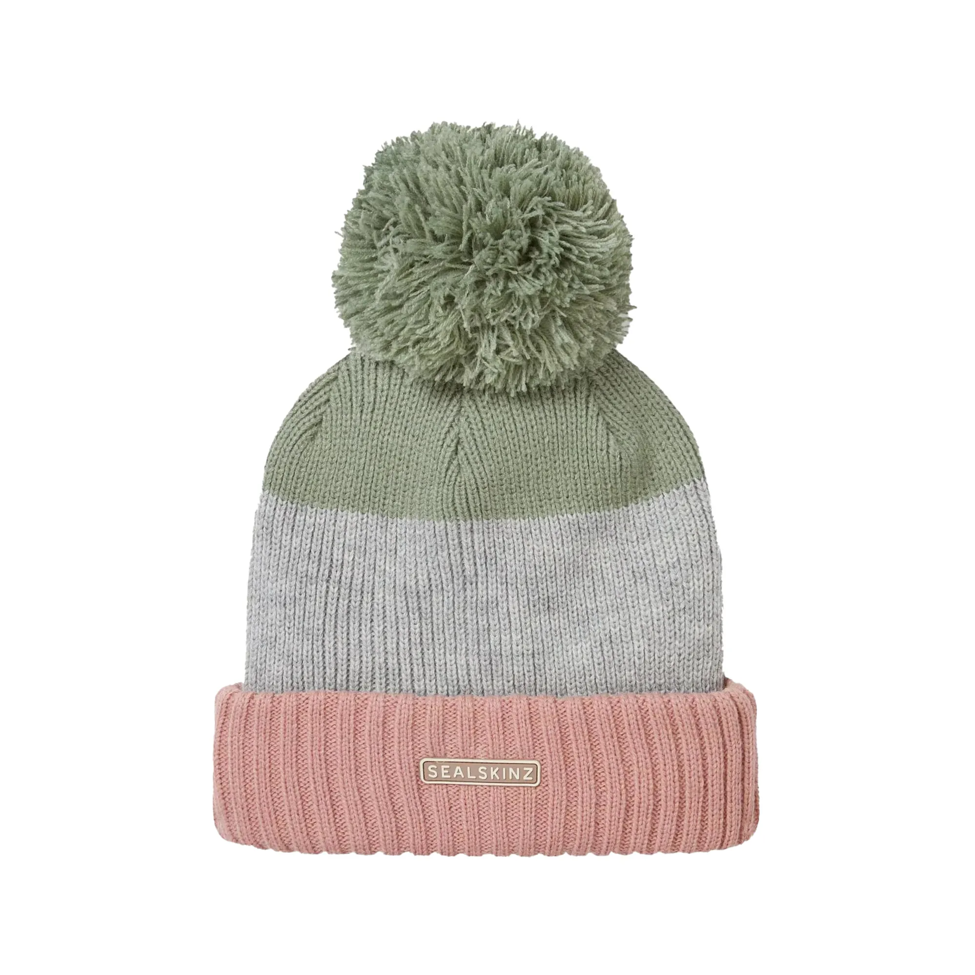 Sealskinz Flitcham Waterproof Bobble Hat Beanie Pink/Green/Grey