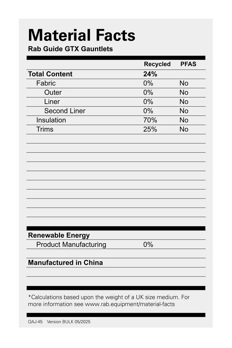 Rab Men's Guide GTX Gauntlets Black / Tan-1