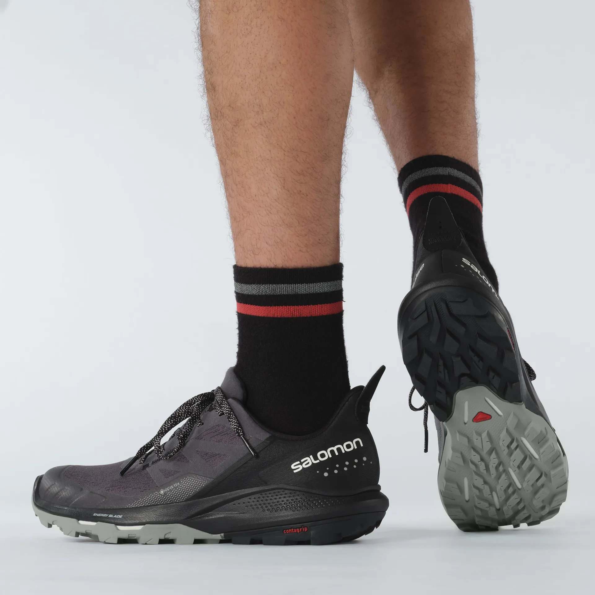 Salomon Men\'s 11 OutPulse Energy Blade Black/Gray Running Trail Shoes Contagrip Salomon Outpulse Gray for sale | eBay main image 2