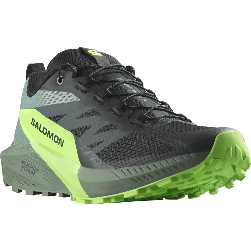 Salomon Mens Sense Ride 5 Black/Laurel Wreath/Green Gecko
