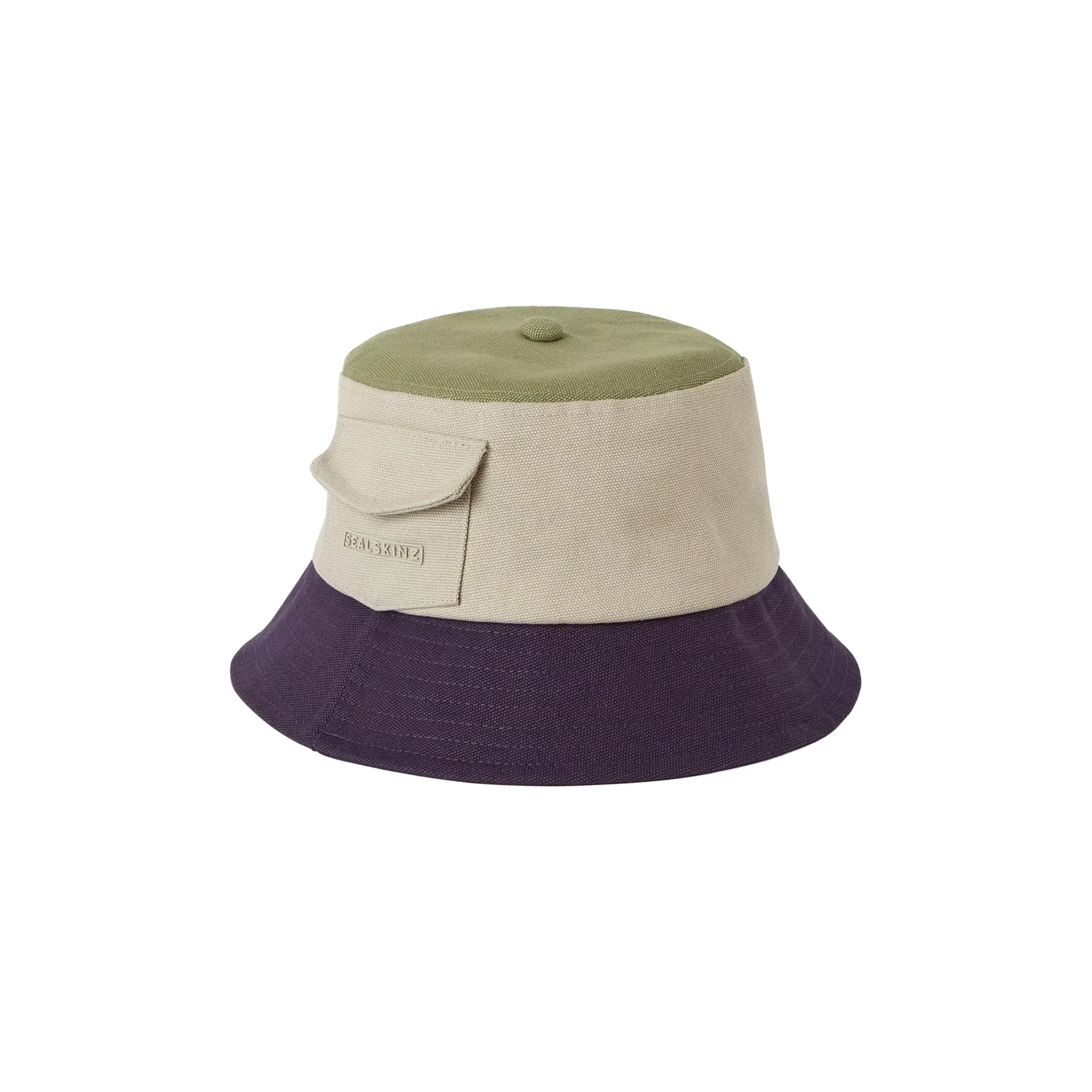 Sealskinz Lynford Waterproof Canvas Bucket Hat Cream/Green/Navy