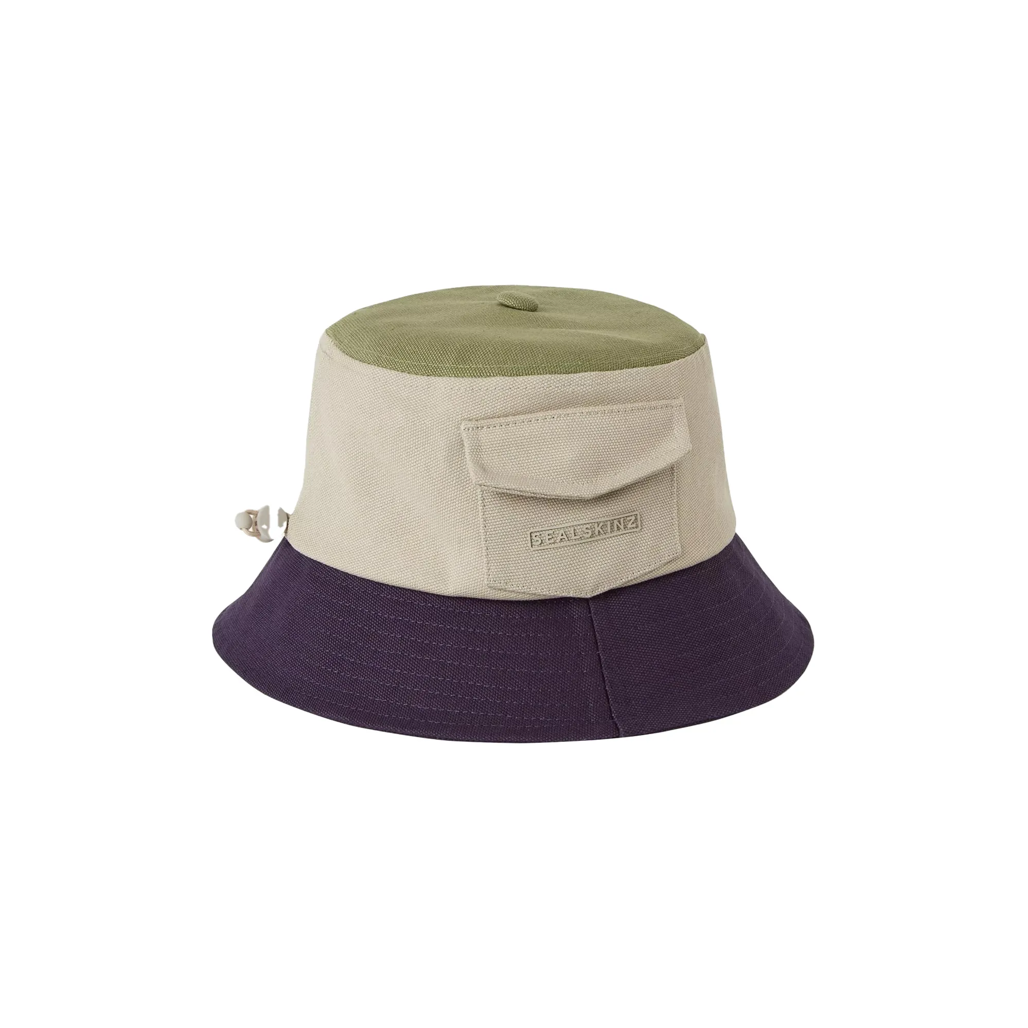 Sealskinz Lynford Waterproof Canvas Bucket Hat Cream/Green/Navy