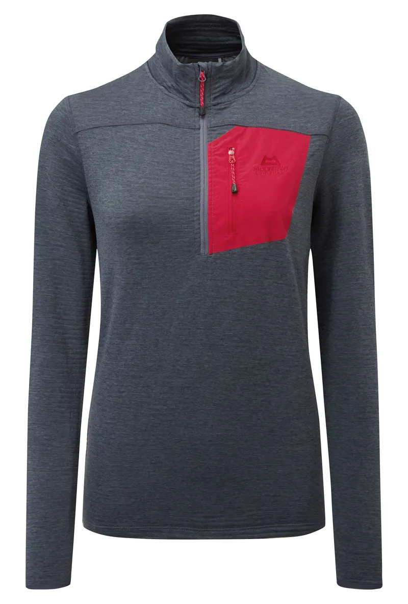 Mountain Equipment Womens Lumiko Zip-T Ombre Blue/Capsicum Red