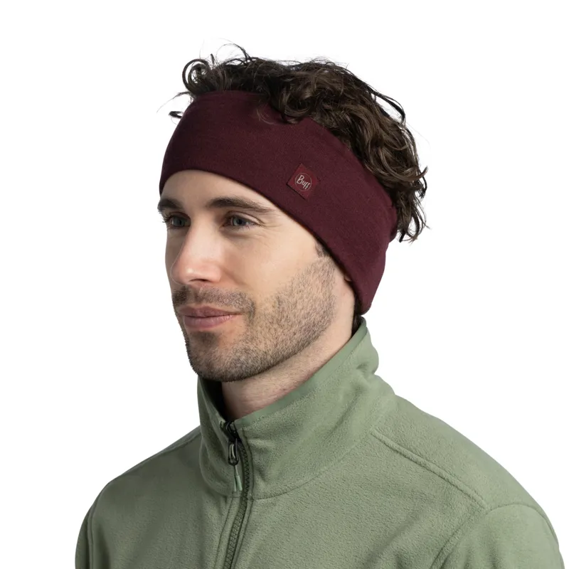 BUFF Merino Wide Headband Solid Garnet-2