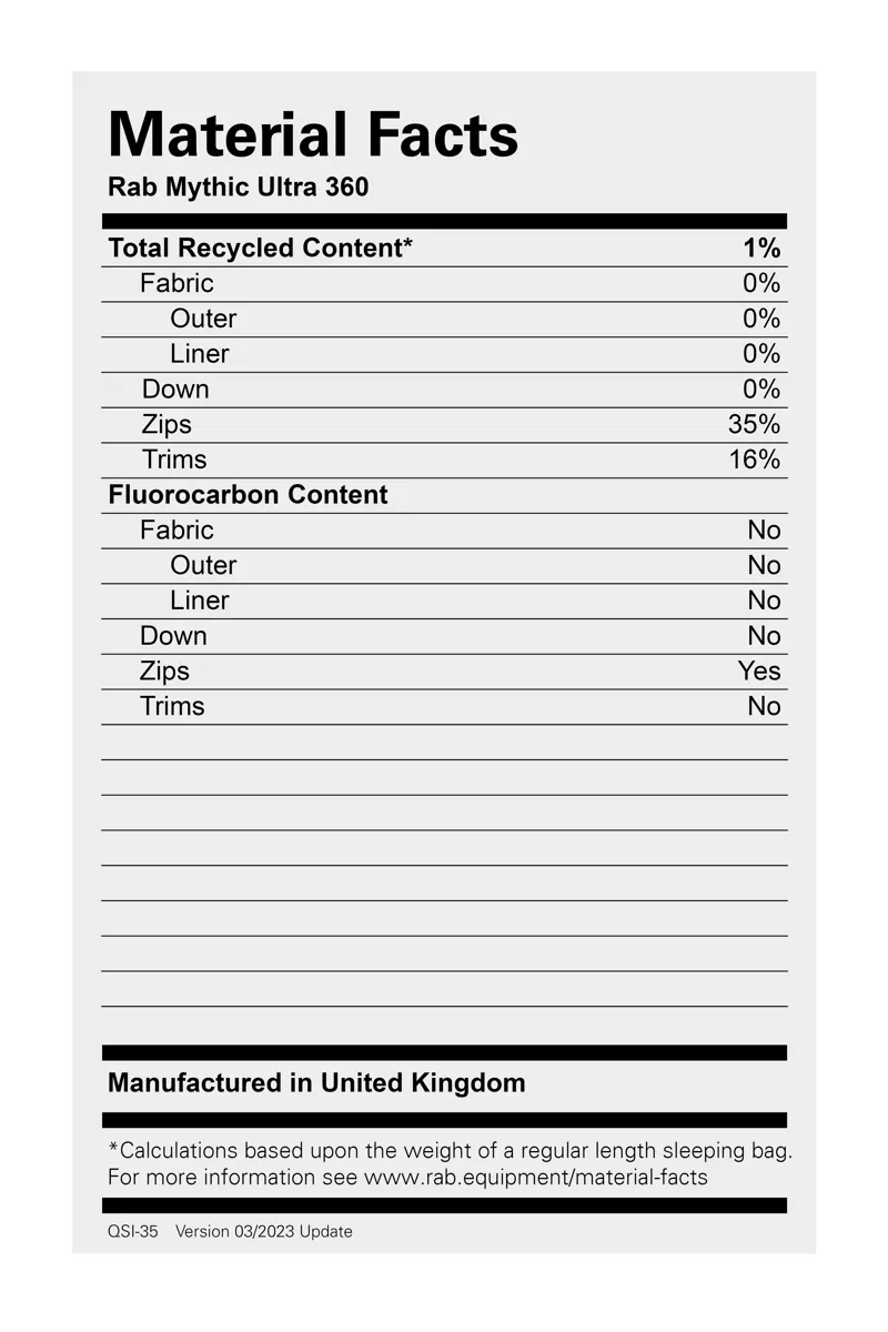 Rab Mythic Ultra 360 Sleeping Bag Black - Long - Left Zip-1