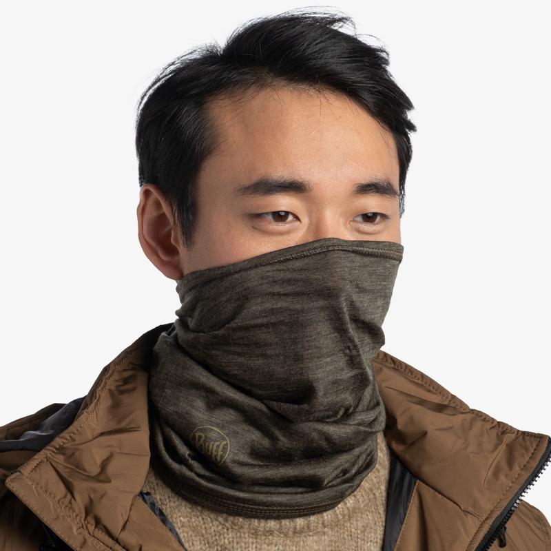 Buff Merino Midweight Neckwear Solid Bark-2