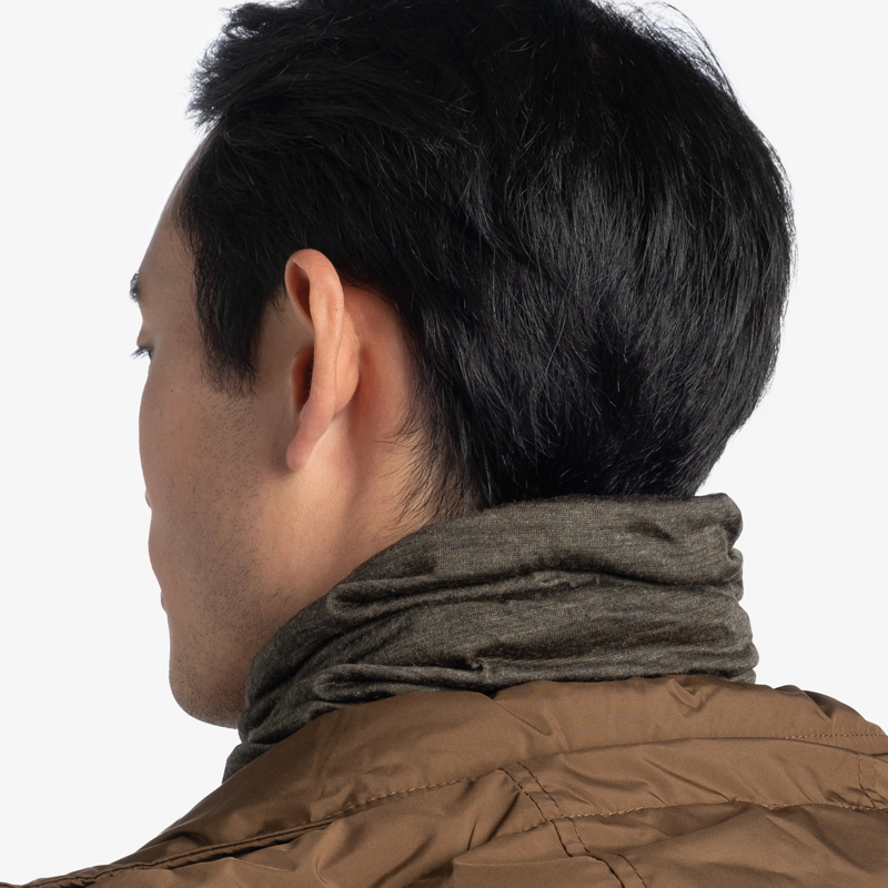 Buff Merino Midweight Neckwear Solid Bark-3