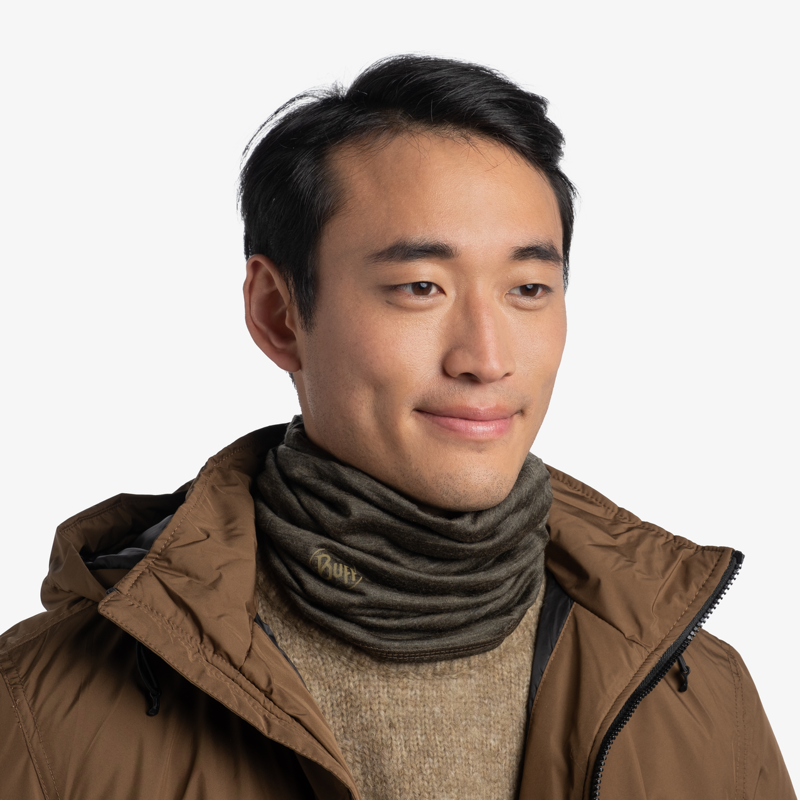 Buff Merino Midweight Neckwear Solid Bark-1