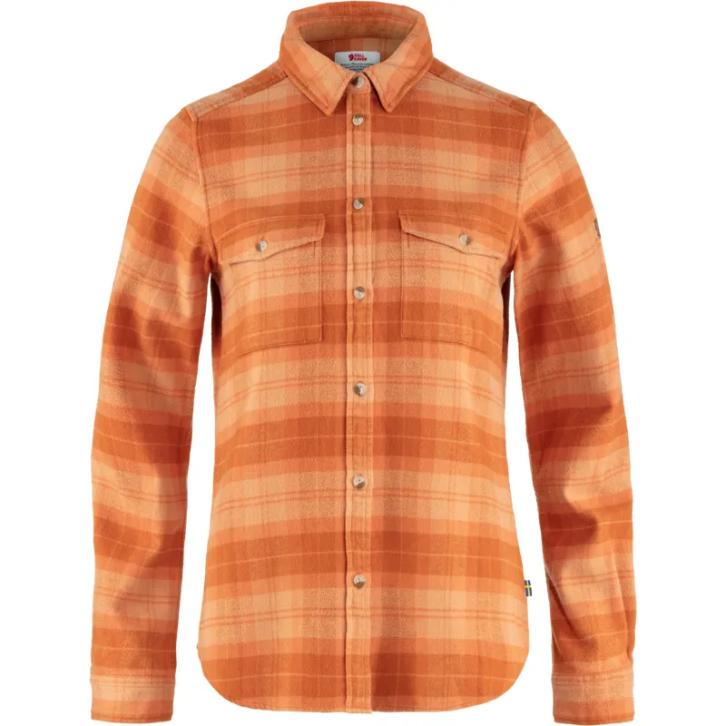 Fjallraven Womens Ovik Heavy Flannel Shirt Peach Sand/Desert Brown