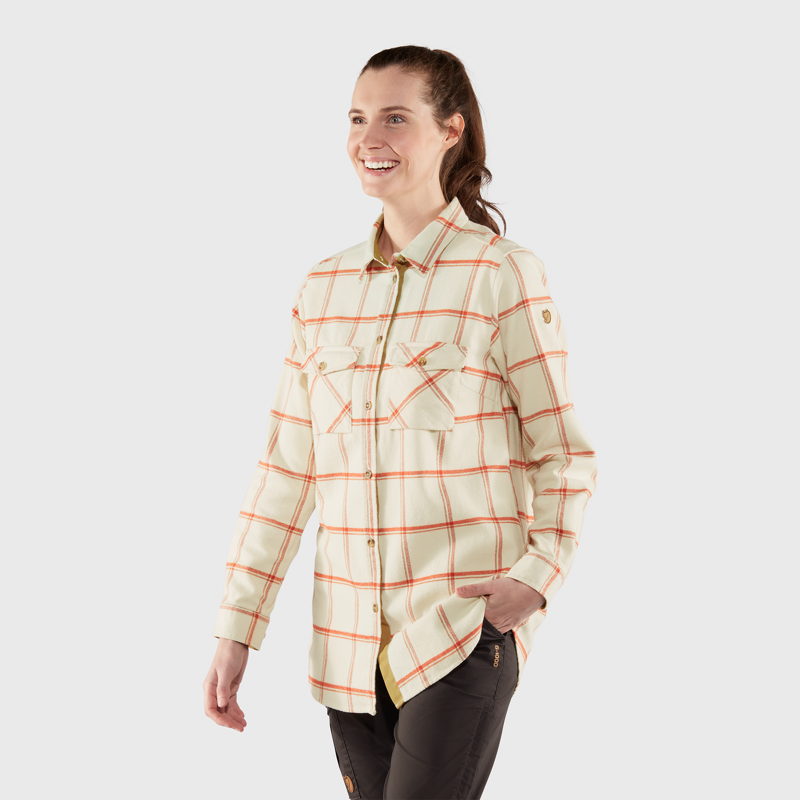 Fjallraven Womens Ovik Twill Shirt Long Sleeve Patina Green/Desert Brown-4