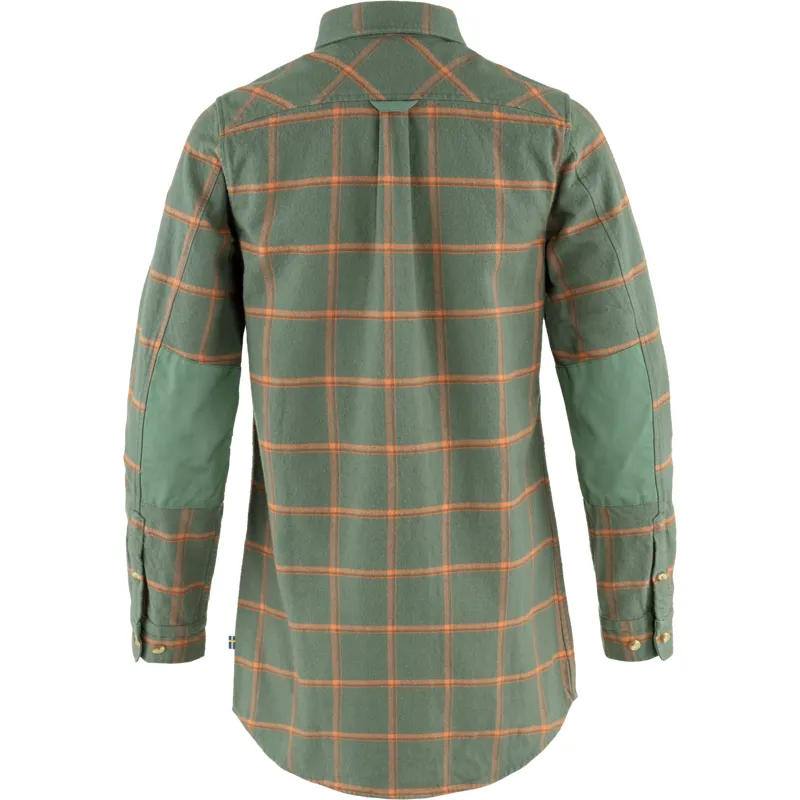 Fjallraven Womens Ovik Twill Shirt Long Sleeve Patina Green/Desert Brown-1