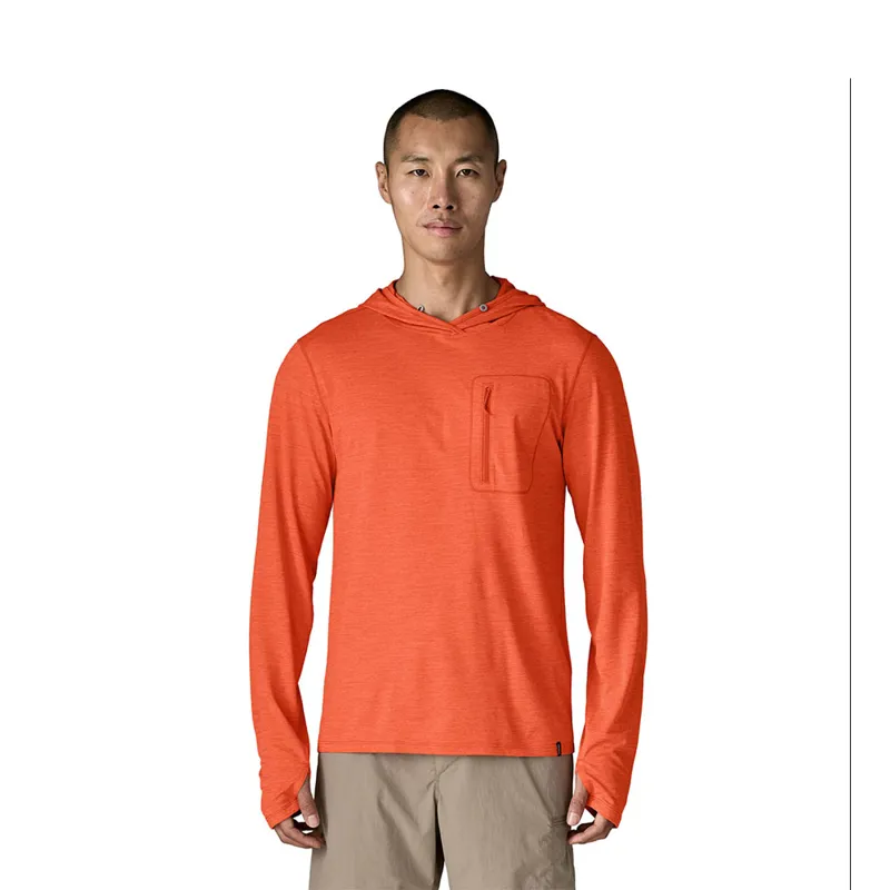 Patagonia Mens Capilene Cool Sun Hoodie Coal Orange X-Dye-1