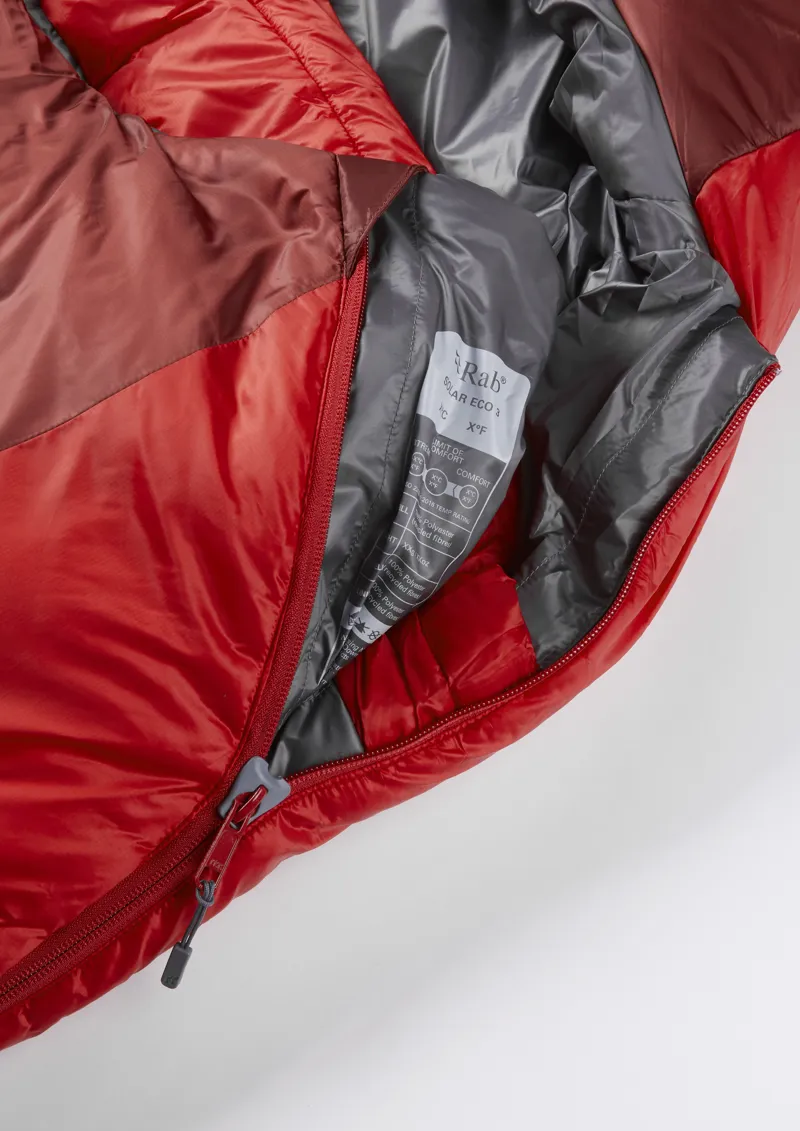 Rab Solar Eco 3 Sleeping Bag Oxblood Red - Wide - Left Zip-6