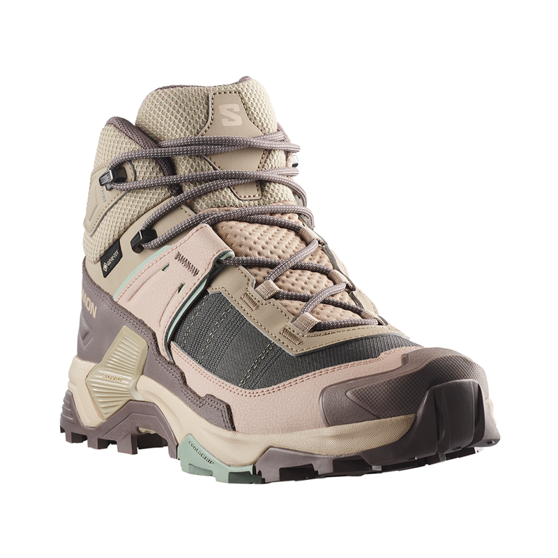 Salomon Womens X Ultra 5 Mid GTX Nine Iron/Desert Tan/Green -1