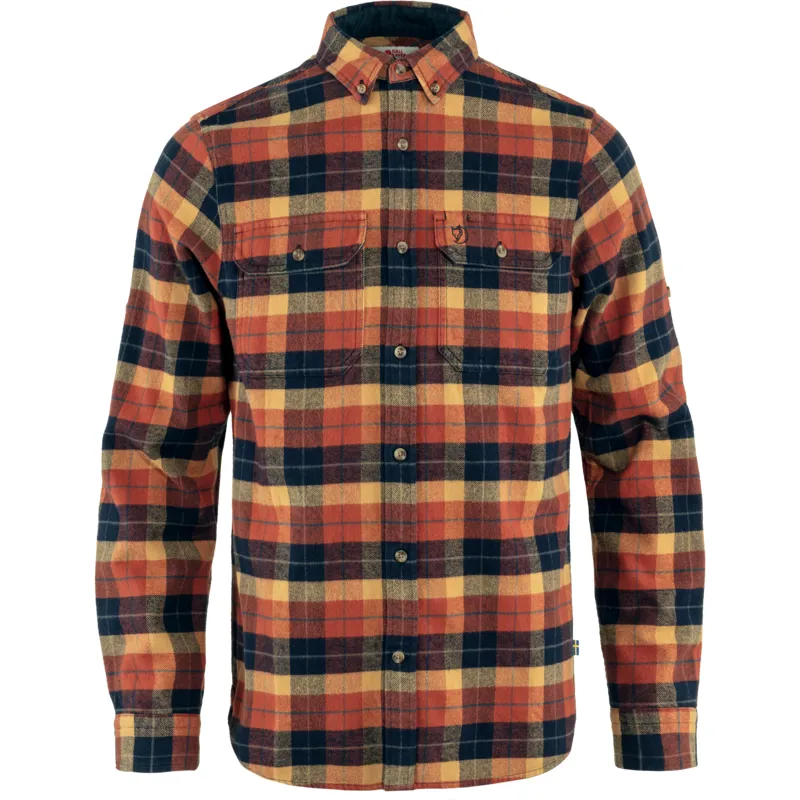 Fjallraven Mens Singi Heavy Flannel Autumn Leaf/Dark Navy