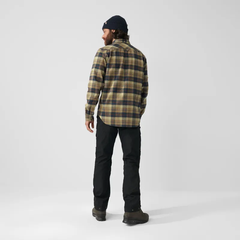 Fjallraven Mens Singi Heavy Flannel Autumn Leaf/Dark Navy-3