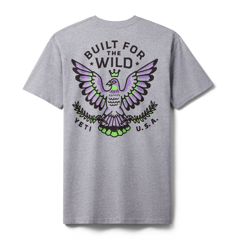 YETI Pigeon Emblem Short Sleeve T-Shirt Heather Grey-1
