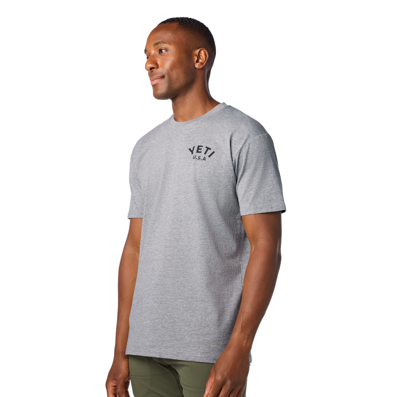 YETI Pigeon Emblem Short Sleeve T-Shirt Heather Grey-3