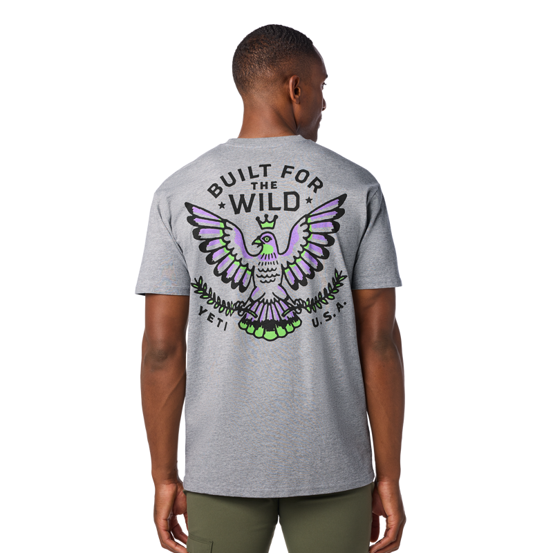 YETI Pigeon Emblem Short Sleeve T-Shirt Heather Grey-4