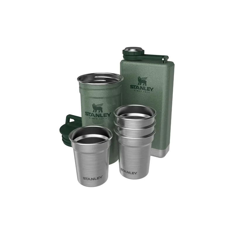 Stanley Pre-Party Shot Glass + Flask Set Hammertone Green-1