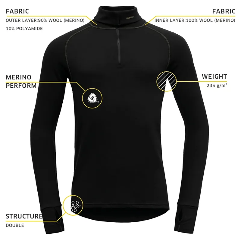 Devold Men's Expedition Merino 235 LS Zip Black-1