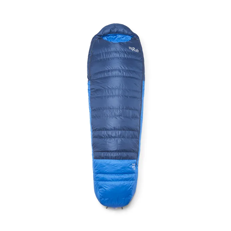Rab Mens Ascent 0C/ 32F Sleeping Bag - Long - Left Zip Tempest Blue/ Maya