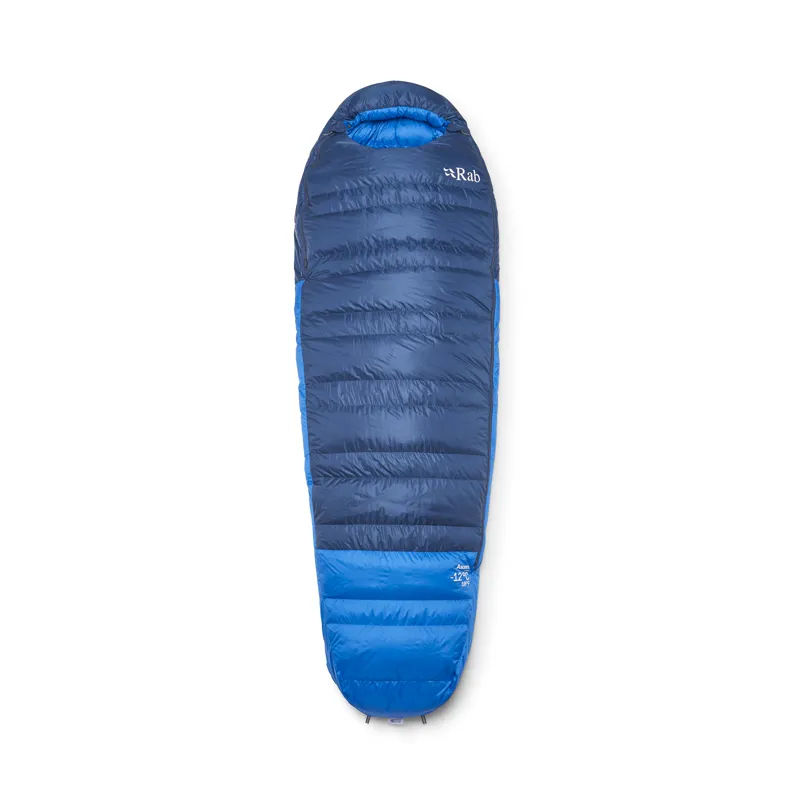 Rab Men's Ascent -12C / 10F Sleeping Bag - Wide - Left Zip Tempest Blue/ Maya Blue