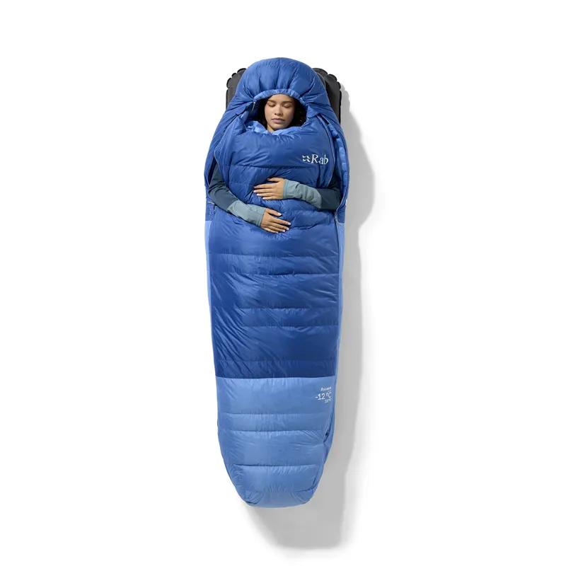 Rab Women's Ascent -12C/ 10F Sleeping Bag - Long - Right Zip Dark Bluebird/ Bluebird-5