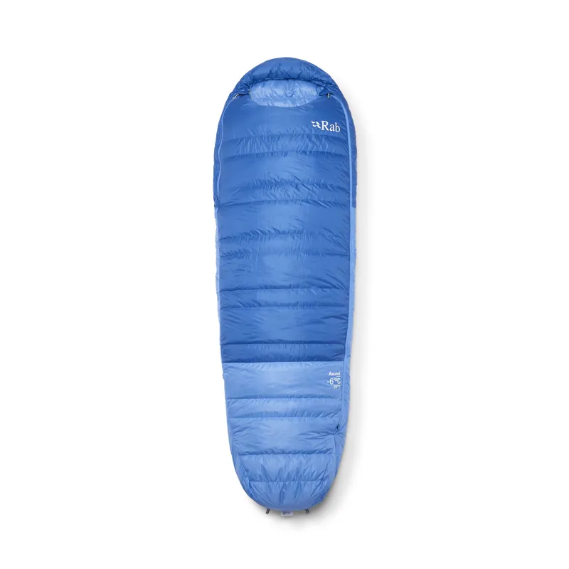 Rab Women's Ascent -6C / 20F Sleeping Bag - Long - Left Zip Bluebird