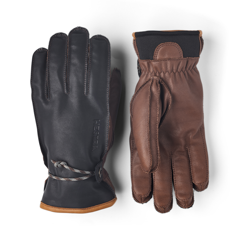 Hestra Wakayama Five Finger Gloves Navy/Brown