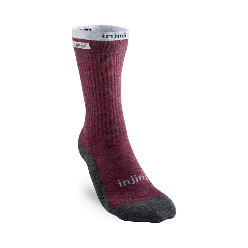 Injinji Women's Liner plus Hiker Toe Socks Maroon Heather Grey-1