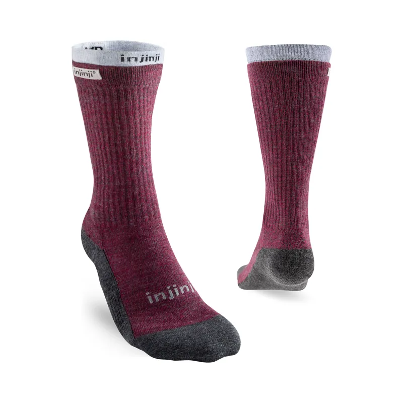 Injinji Women's Liner plus Hiker Toe Socks Maroon Heather Grey-2