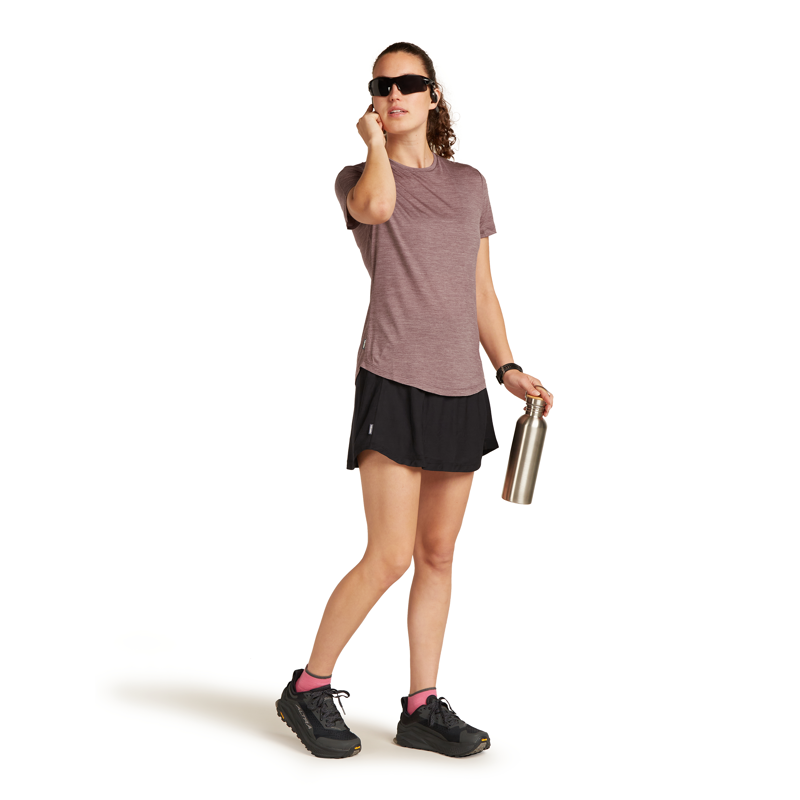 Icebreaker Womens 125 Cool Lite Sphere III SS T Carob Hthr-2